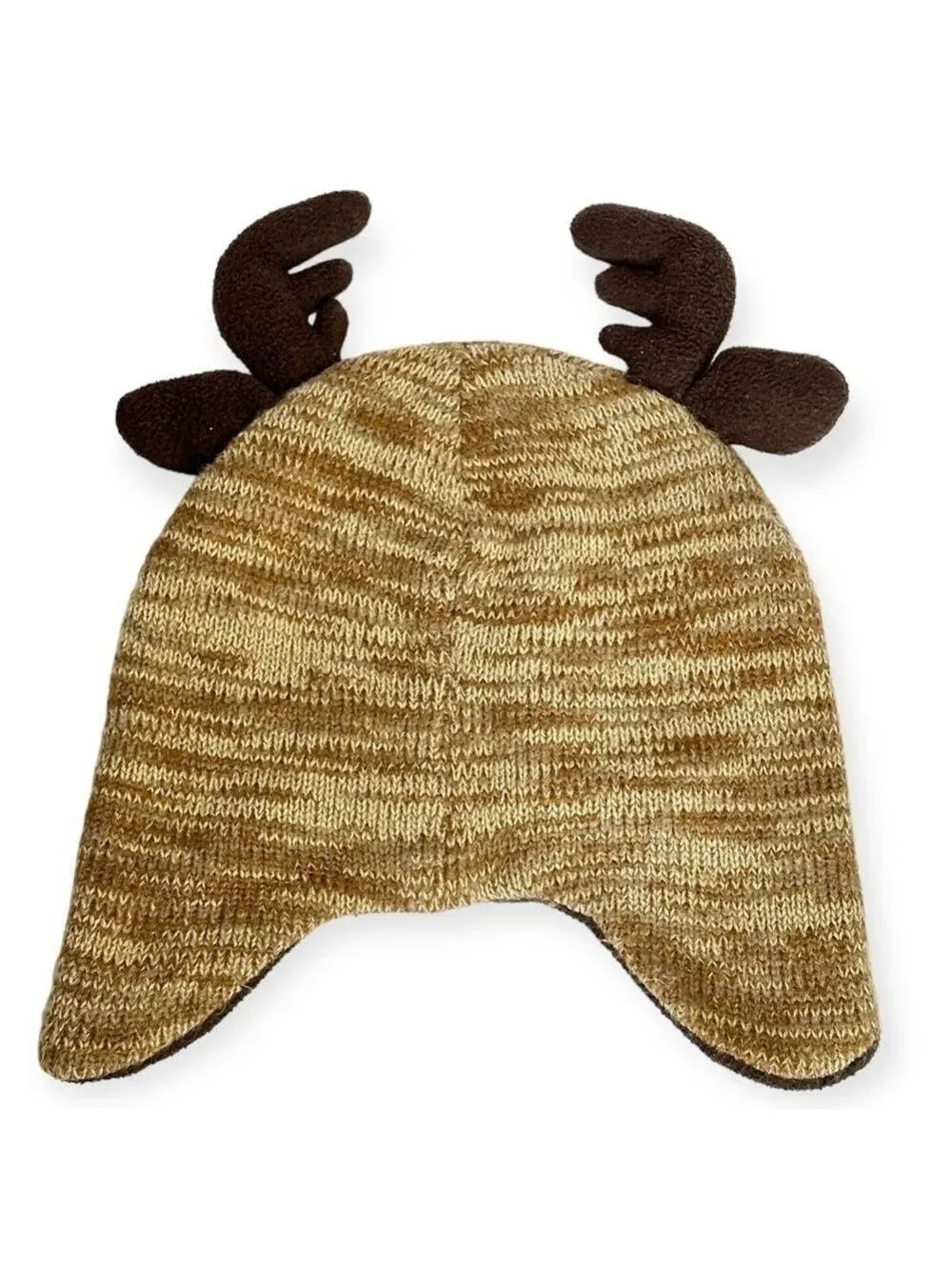 Reindeer Knit Beanie Cap Hat Brown 2T-5T